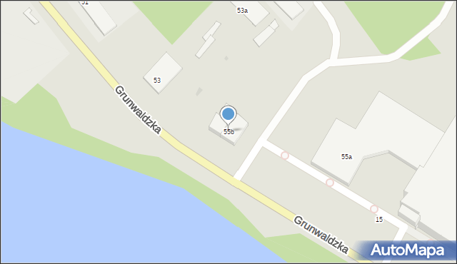 Ostróda, Grunwaldzka, 55b, mapa Ostróda