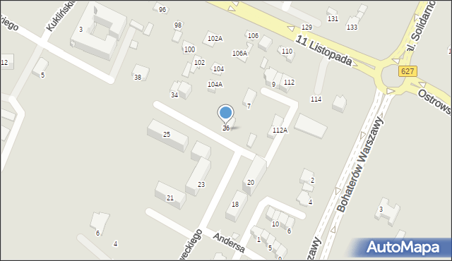 Ostrołęka, Grota-Roweckiego Stefana, gen., 26, mapa Ostrołęka