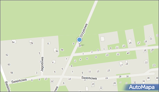 Ostrów Lubelski, Grzybowa, 10, mapa Ostrów Lubelski