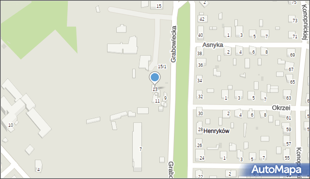 Ostrowiec Świętokrzyski, Grabowiecka, 13, mapa Ostrowiec Świętokrzyski