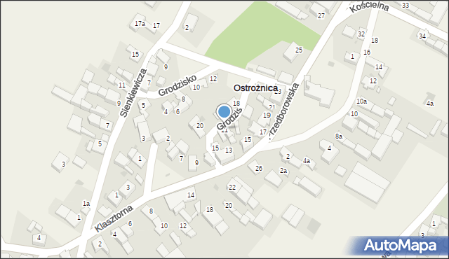 Ostrożnica, Grodzisko, 11, mapa Ostrożnica