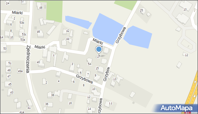 Pawłowice, Grzybowa, 17, mapa Pawłowice