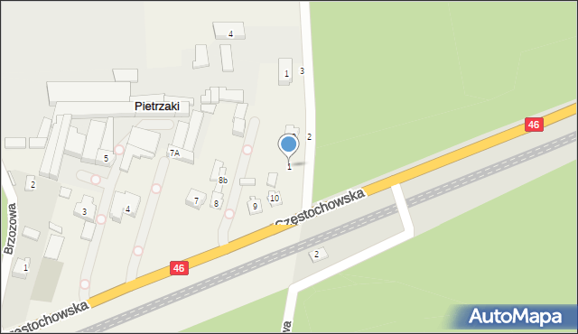 Pietrzaki, Graniczna, 1, mapa Pietrzaki