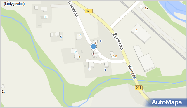 Pietrzykowice, Graniczna, 1, mapa Pietrzykowice