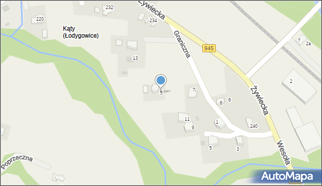 Pietrzykowice, Graniczna, 5, mapa Pietrzykowice