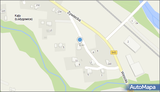 Pietrzykowice, Graniczna, 7, mapa Pietrzykowice