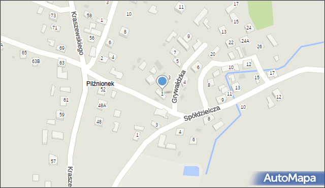 Pilzno, Grywałdzka, 1, mapa Pilzno