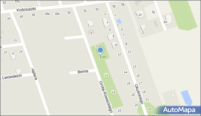 Pionki, Grota-Roweckiego Stefana, gen., 9, mapa Pionki