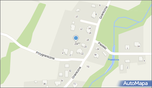 Pisarzowice, Graniczna, 22a, mapa Pisarzowice