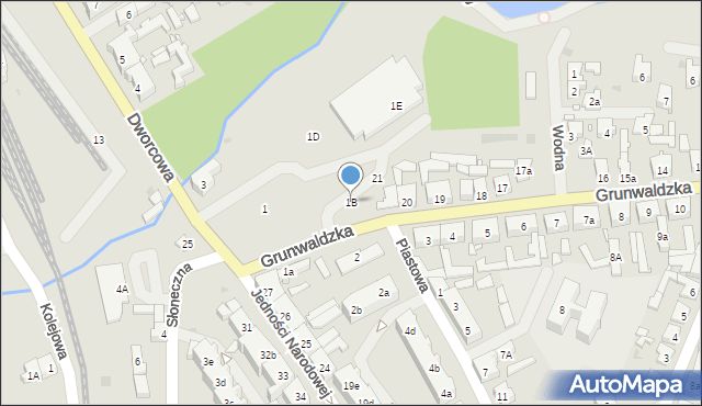 Płoty, Grunwaldzka, 1B, mapa Płoty