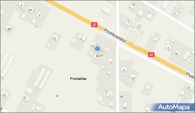 Poniatów, Grabowa, 5A, mapa Poniatów