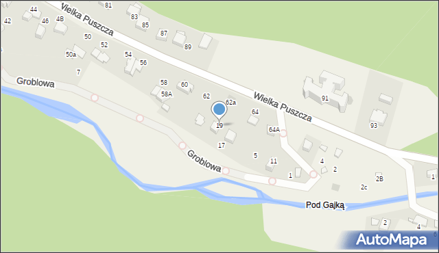 Porąbka, Groblowa, 19, mapa Porąbka