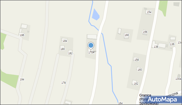 Poręba Spytkowska, Graniczna, 170A, mapa Poręba Spytkowska