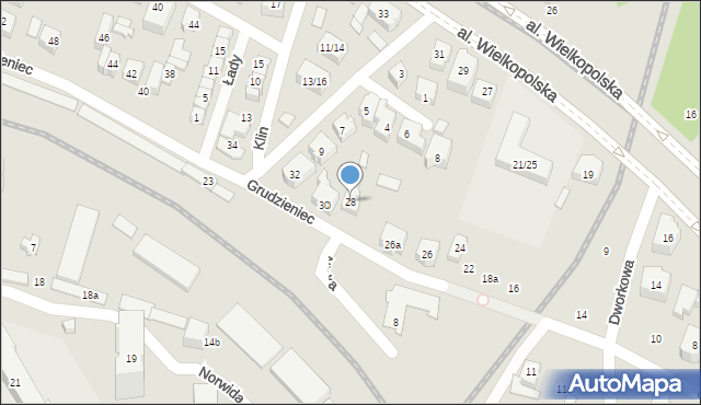 Poznań, Grudzieniec, 28, mapa Poznania