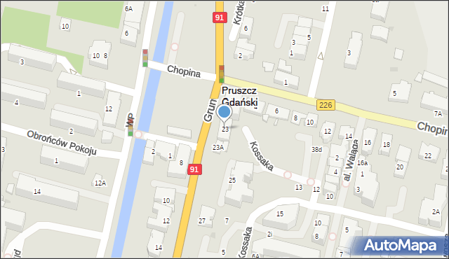 Pruszcz Gdański, Grunwaldzka, 23, mapa Pruszcz Gdański