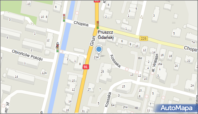 Pruszcz Gdański, Grunwaldzka, 23B, mapa Pruszcz Gdański