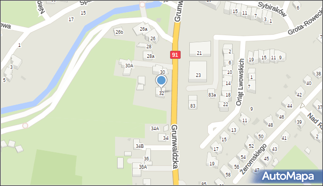Pruszcz Gdański, Grunwaldzka, 32, mapa Pruszcz Gdański