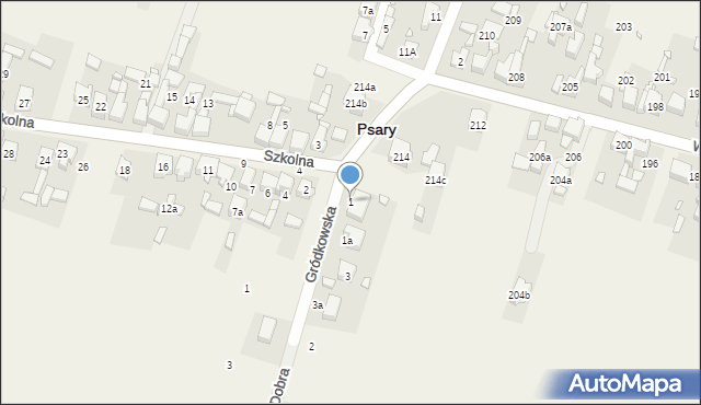 Psary, Gródkowska, 1, mapa Psary
