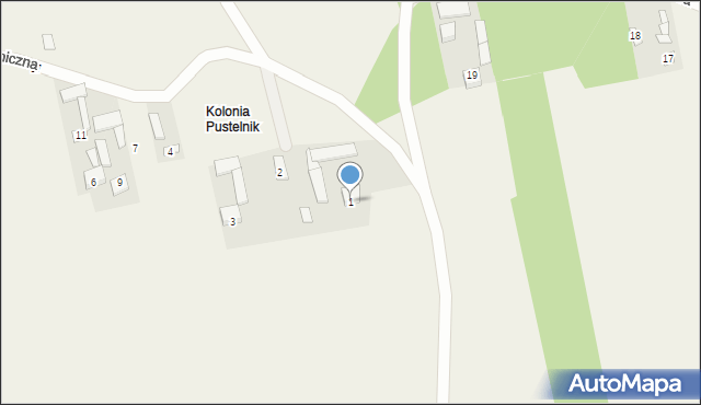 Pustelnik, Graniczna, 1, mapa Pustelnik