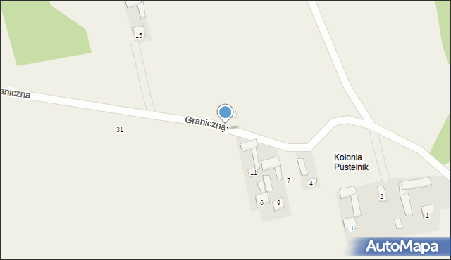 Pustelnik, Graniczna, 17, mapa Pustelnik