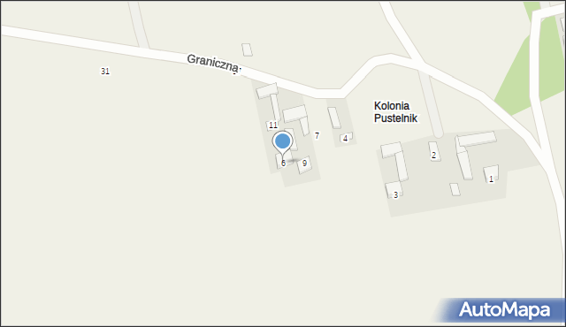 Pustelnik, Graniczna, 6, mapa Pustelnik