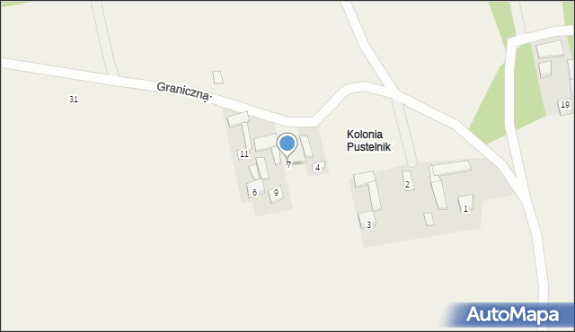 Pustelnik, Graniczna, 7, mapa Pustelnik