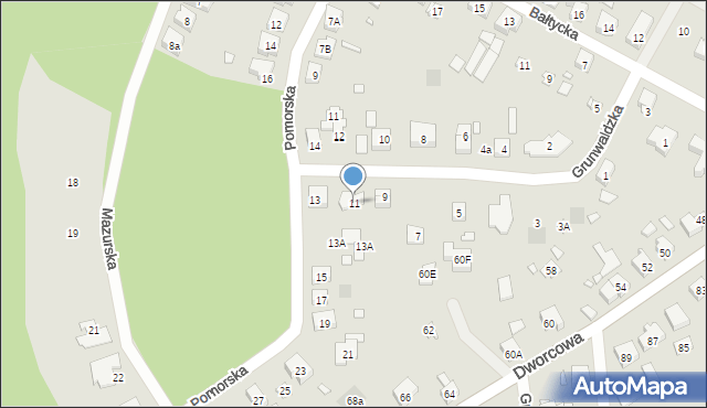 Puszczykowo, Grunwaldzka, 11, mapa Puszczykowo