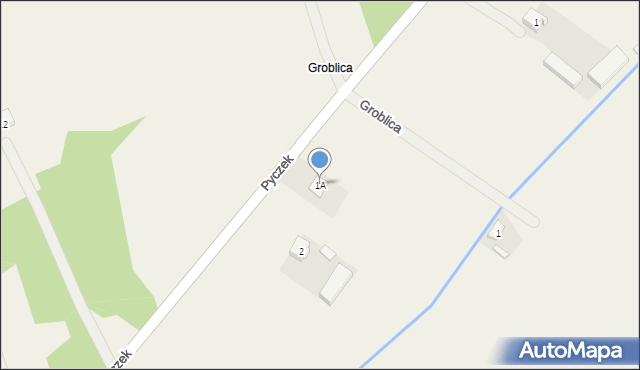 Pyczek, Groblica, 1A, mapa Pyczek