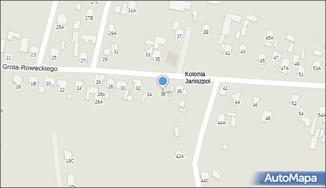 Radom, Grota-Roweckiego Stefana, gen., 36, mapa Radomia