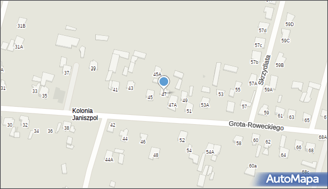 Radom, Grota-Roweckiego Stefana, gen., 47, mapa Radomia