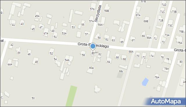 Radom, Grota-Roweckiego Stefana, gen., 60, mapa Radomia