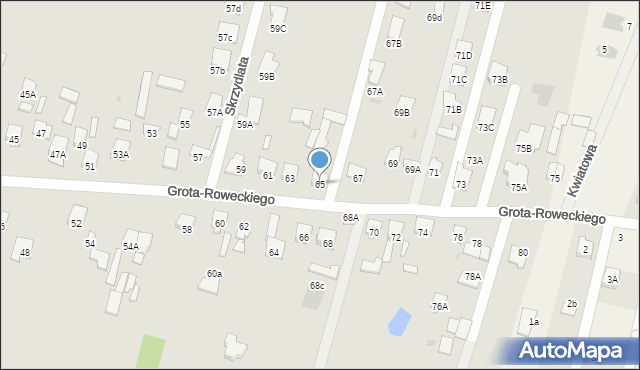 Radom, Grota-Roweckiego Stefana, gen., 65, mapa Radomia