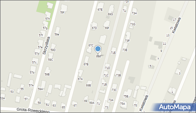 Radom, Grota-Roweckiego Stefana, gen., 69d, mapa Radomia