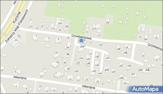 Radom, Grzebieniowa, 10A, mapa Radomia