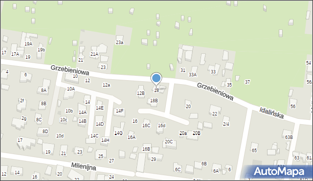 Radom, Grzebieniowa, 18, mapa Radomia