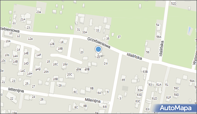 Radom, Grzebieniowa, 22, mapa Radomia