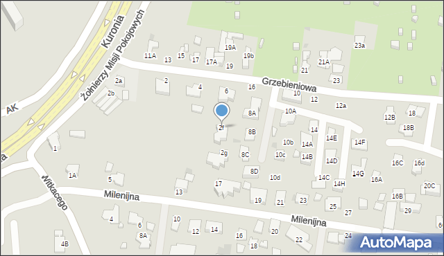 Radom, Grzebieniowa, 2f, mapa Radomia