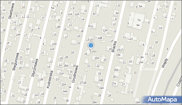 Radom, Grudniowa, 17/19, mapa Radomia