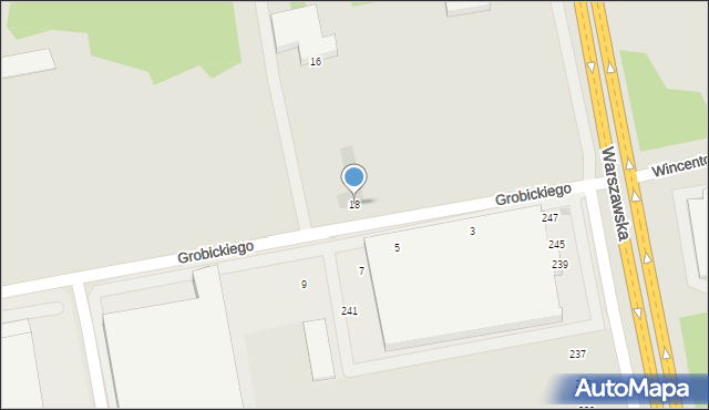 Radom, Grobickiego Aleksego, 18, mapa Radomia