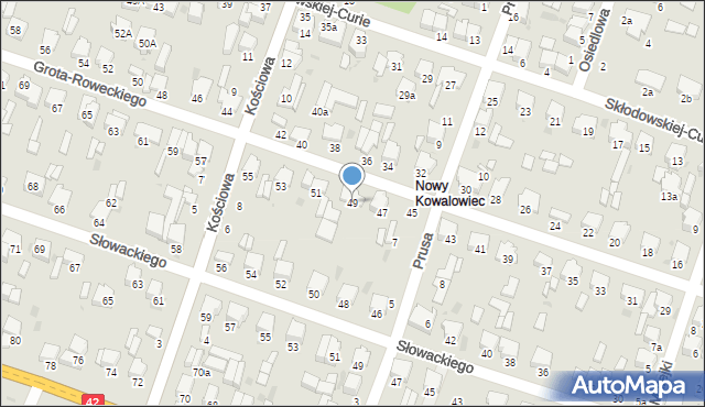 Radomsko, Grota-Roweckiego Stefana, gen., 49, mapa Radomsko