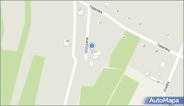 Radomsko, Gryczana, 1, mapa Radomsko