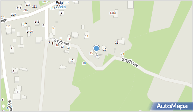 Radomsko, Grzybowa, 17, mapa Radomsko