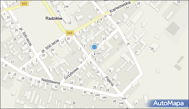 Radziłów, Grzybowa, 4, mapa Radziłów