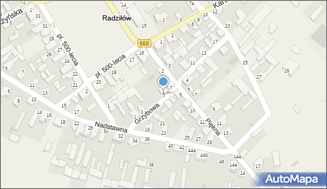 Radziłów, Grzybowa, 5, mapa Radziłów