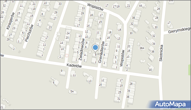 Radzionków, Grenadierów, 3, mapa Radzionków