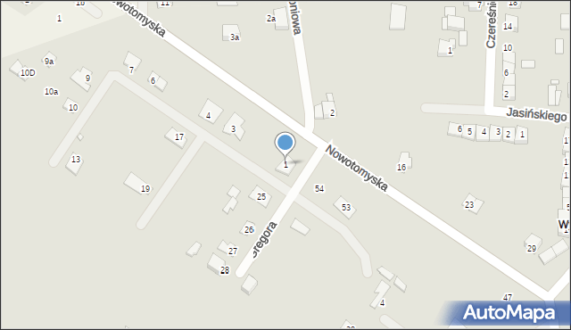 Rakoniewice, Gregora Józefa, ks., 1, mapa Rakoniewice
