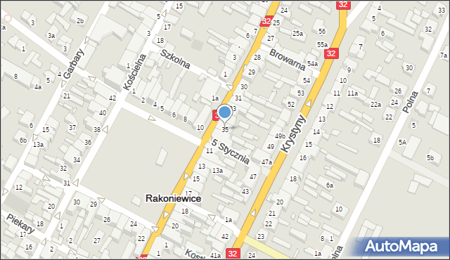 Rakoniewice, Grodziska, 35, mapa Rakoniewice