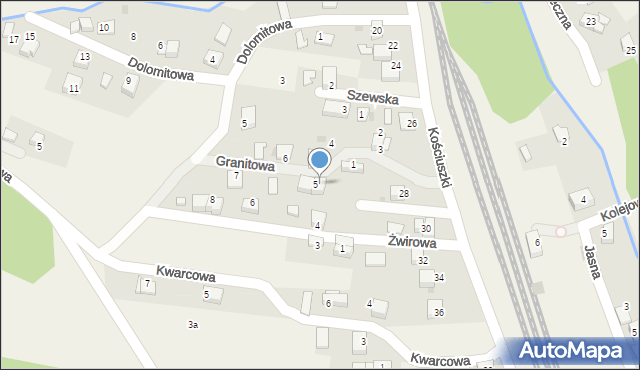 Regulice, Granitowa, 5a, mapa Regulice