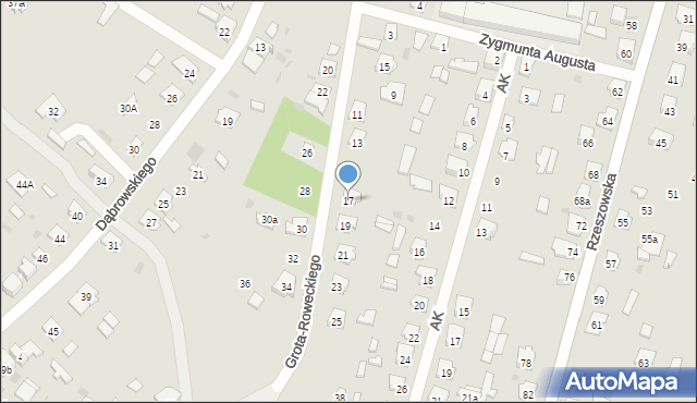 Rudnik nad Sanem, Grota-Roweckiego Stefana, gen., 17, mapa Rudnik nad Sanem