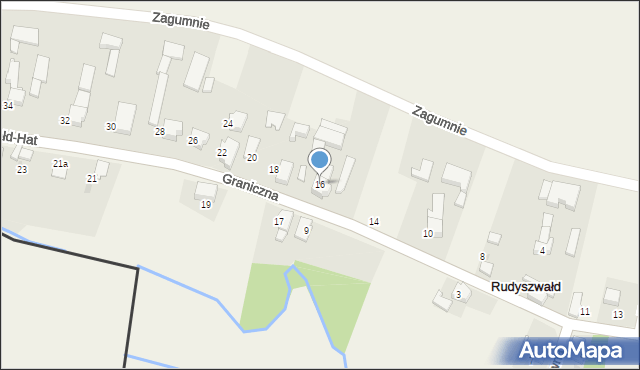 Rudyszwałd, Graniczna, 16, mapa Rudyszwałd